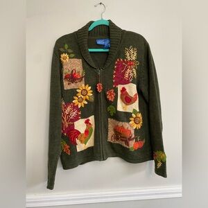 Vintage Knit Chicken Cardigan‎ - M